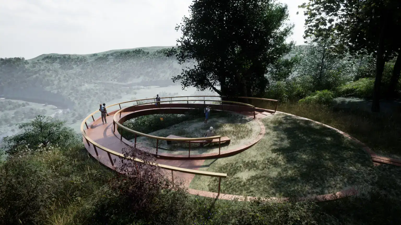 Modern observation platform at the Jambon de la Semois in the Ardennes