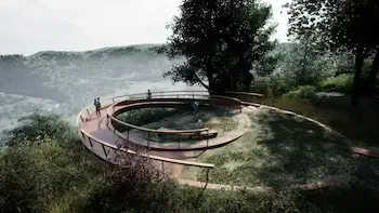 Modern observatieplatform van de Jambon de la Semois